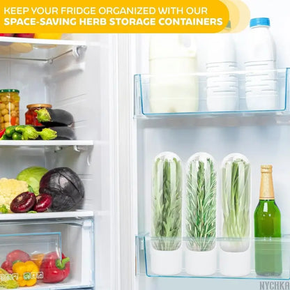 Acrylonitrile Butadiene Styrene Abs Herb Savor Pod white-transparent BPA Free The Fridge Small Vegetable, Parsley, Asparagus, Keeps Greens Fresh For 2-3 Weeks (Pack of 1, White).