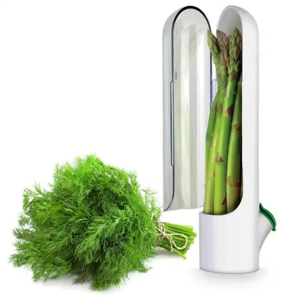 Acrylonitrile Butadiene Styrene Abs Herb Savor Pod white-transparent BPA Free The Fridge Small Vegetable, Parsley, Asparagus, Keeps Greens Fresh For 2-3 Weeks (Pack of 1, White).