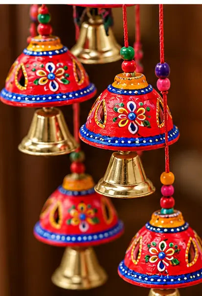 Handmade Multicolor Pampam Wind Chimes – Decorative Wall Hanging Set of 2