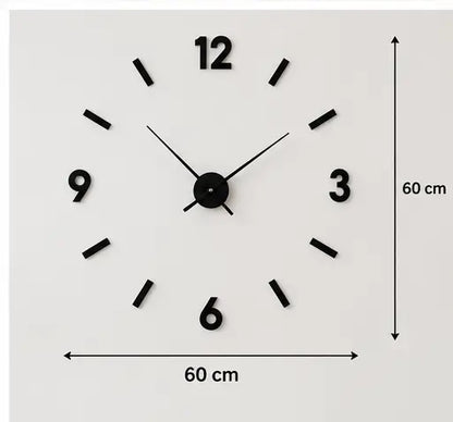 Unique 3D DIY Acrylic Wall Clock – Black Decorative Clock for Living Room