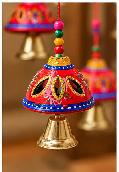 Handmade Multicolor Pampam Wind Chimes – Decorative Wall Hanging Set of 2